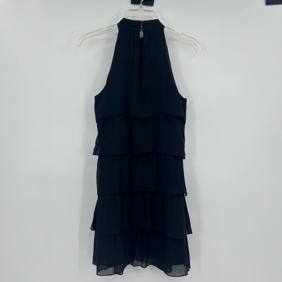 AX Armani Exchange 100% Silk Ruffle Mini Dress Cocktail LBD Date Night Womens 0 - Picture 8 of 11